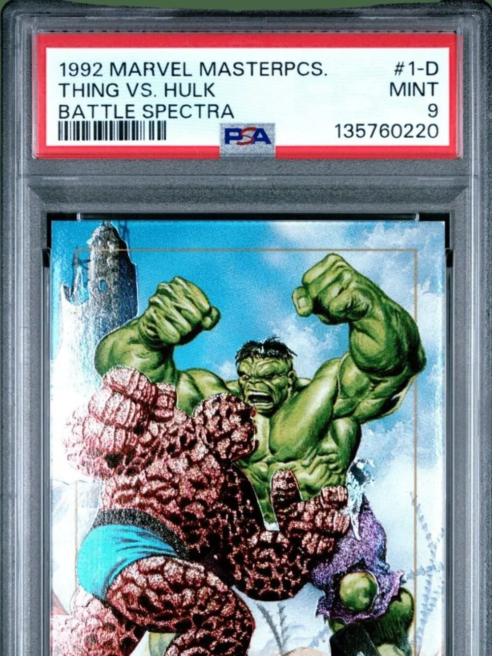1992 MARVEL MASTERPIECES PSA 9 BATTLE SPECTRA 1-D THING VS. HULK